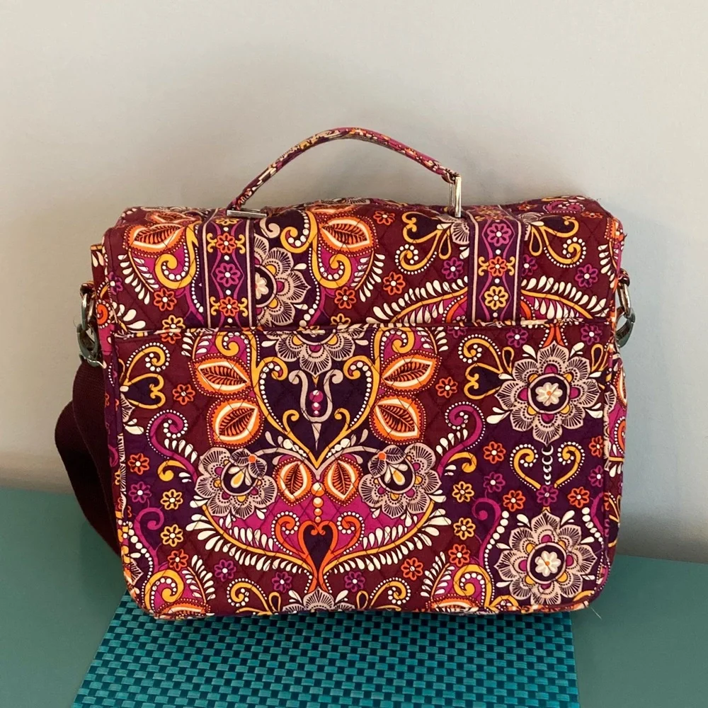 Vera Bradley Quilted Attache Messenger Laptop Satchel Safari Sunset